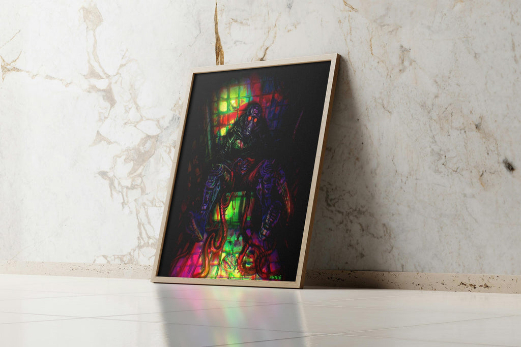 Dorohedoro Poster – Neon Cyberpunk Art Print | Gas Mask Anime Wall Art