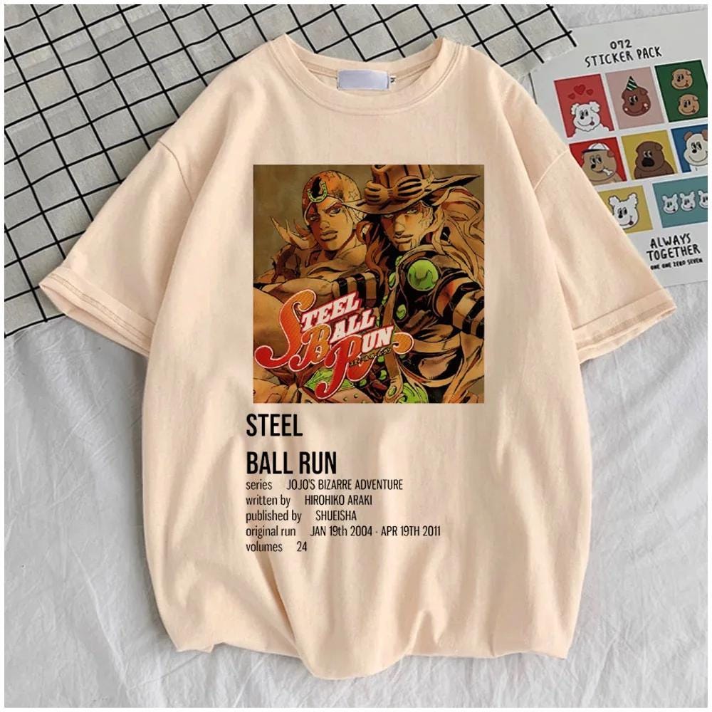 Camiseta de JoJo's Bizarre Adventure Steel Ball Run para mujer - Camiseta gráfica de anime retro de los 80