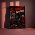 The image is a framed poster featuring an illustration of a character named Subaru, with text and various elements related to the character's story or theme.