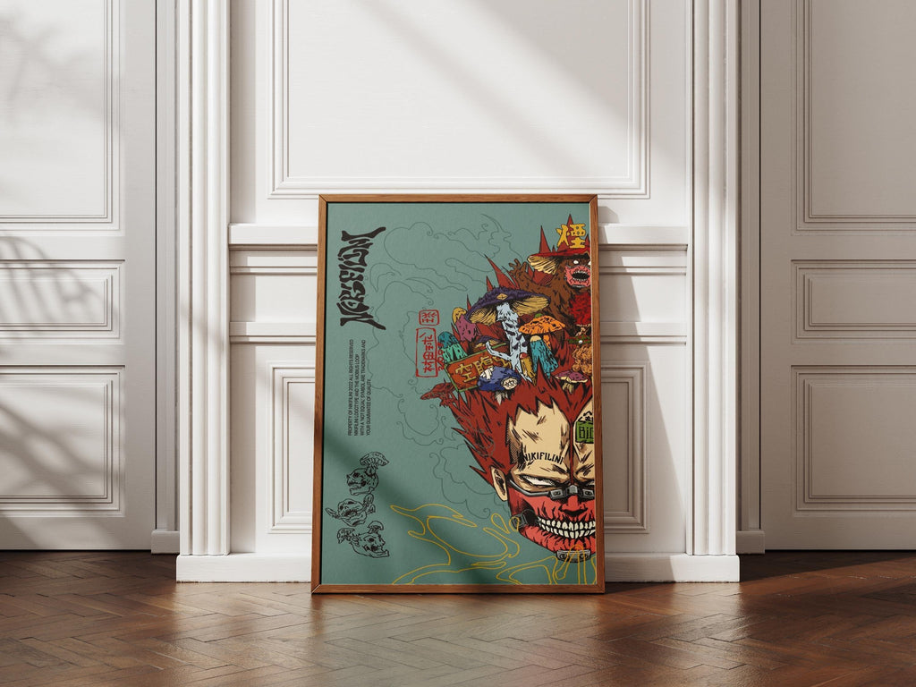 Dorohedoro Poster - Season 2 Horror Anime Wall Print With Mushroom Head Art