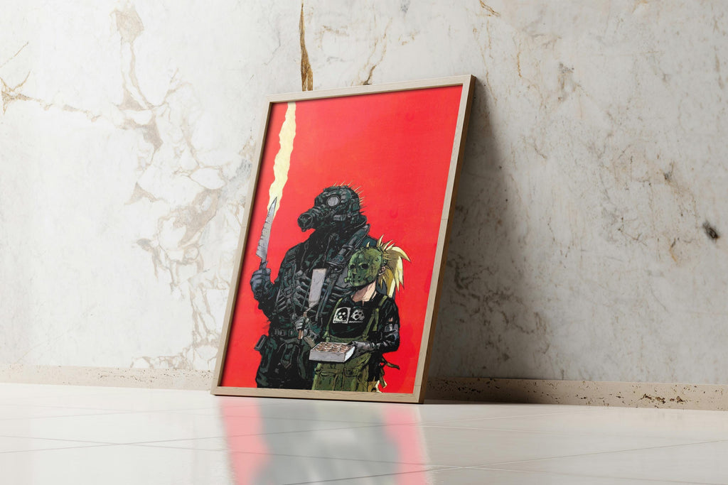 Dorohedoro Poster - Kaiman and Nikaido Print | Red Horror Wall Art for Season 2 Fans