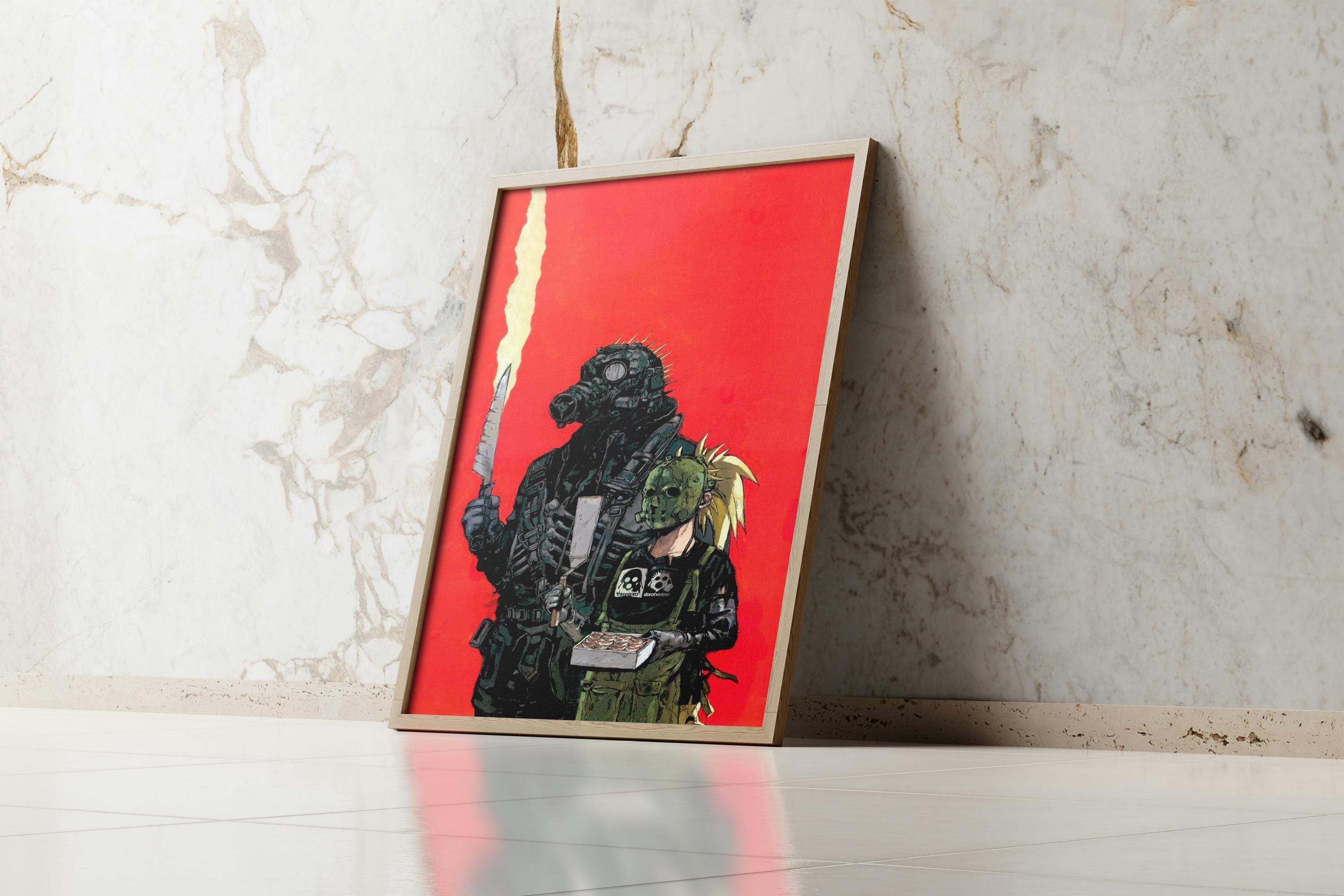 Dorohedoro Poster - Kaiman and Nikaido Print | Red Horror Wall Art for Season 2 Fans