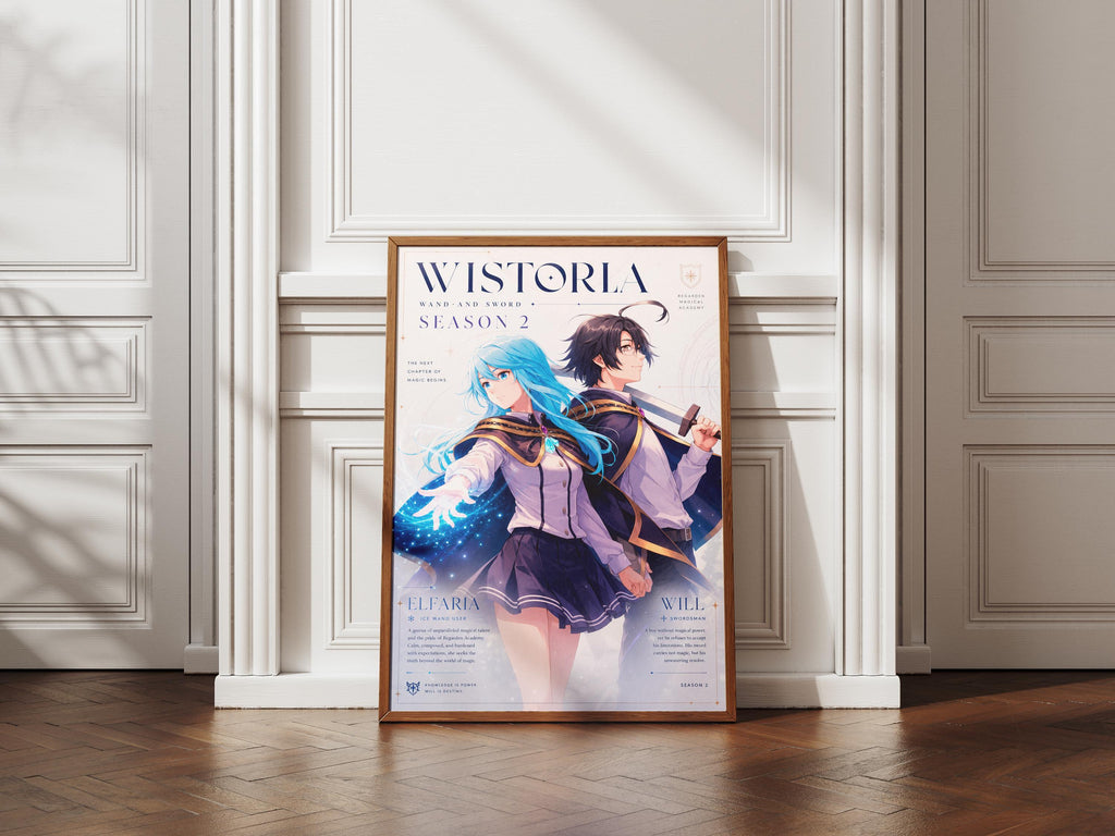 Póster de Will Serfort y Elfaria Albis - Wistoria, varita y espada, temporada 2. Arte de pared.