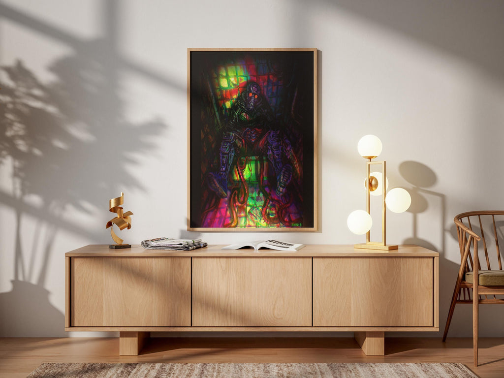 Dorohedoro Poster – Neon Cyberpunk Art Print | Gas Mask Anime Wall Art