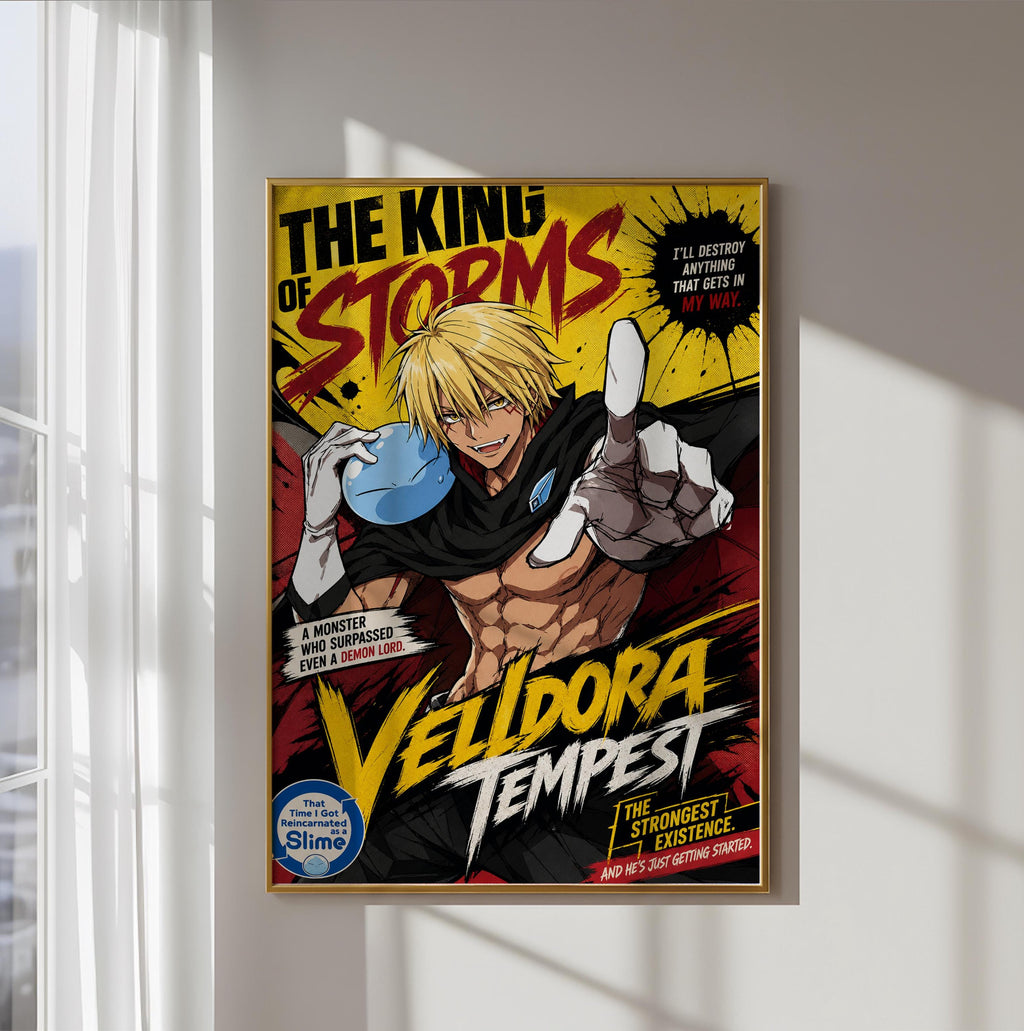 The image is a poster featuring an anime-style illustration of a muscular, blond male character with a determined expression. The poster has a bold, colorful design with text and graphics that convey a sense of power and strength.