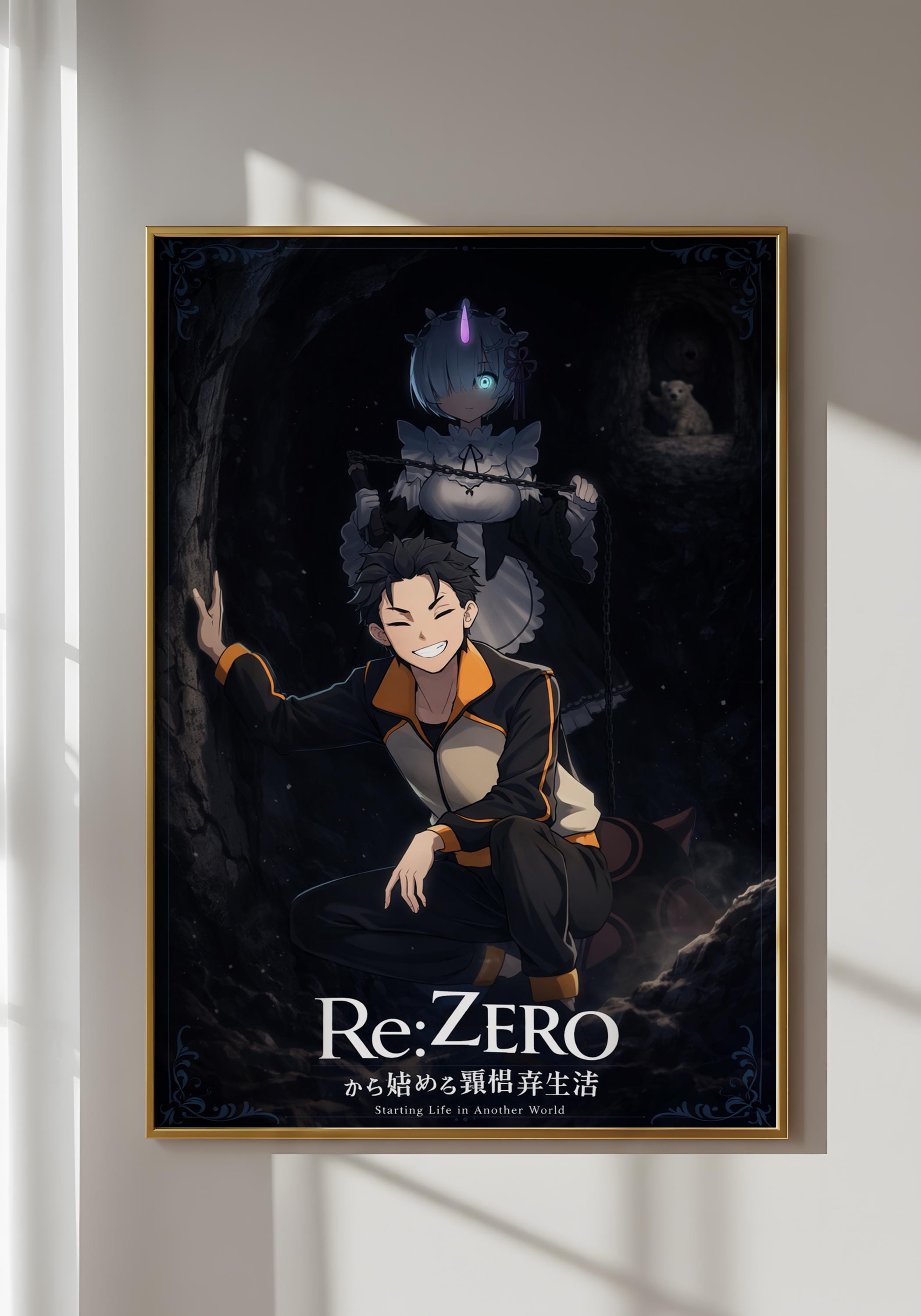 Póster de Subaru Natsuki y Rem: Arte mural del anime Re:Zero