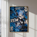 The image is a poster featuring an anime-style illustration of a blue-haired maid character, with various text elements and a collage of smaller images.