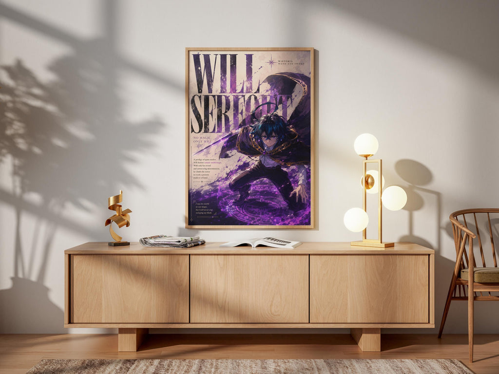 Wistoria Anime Poster – Will Serfort Wand and Sword Print | Fantasy Wall Art