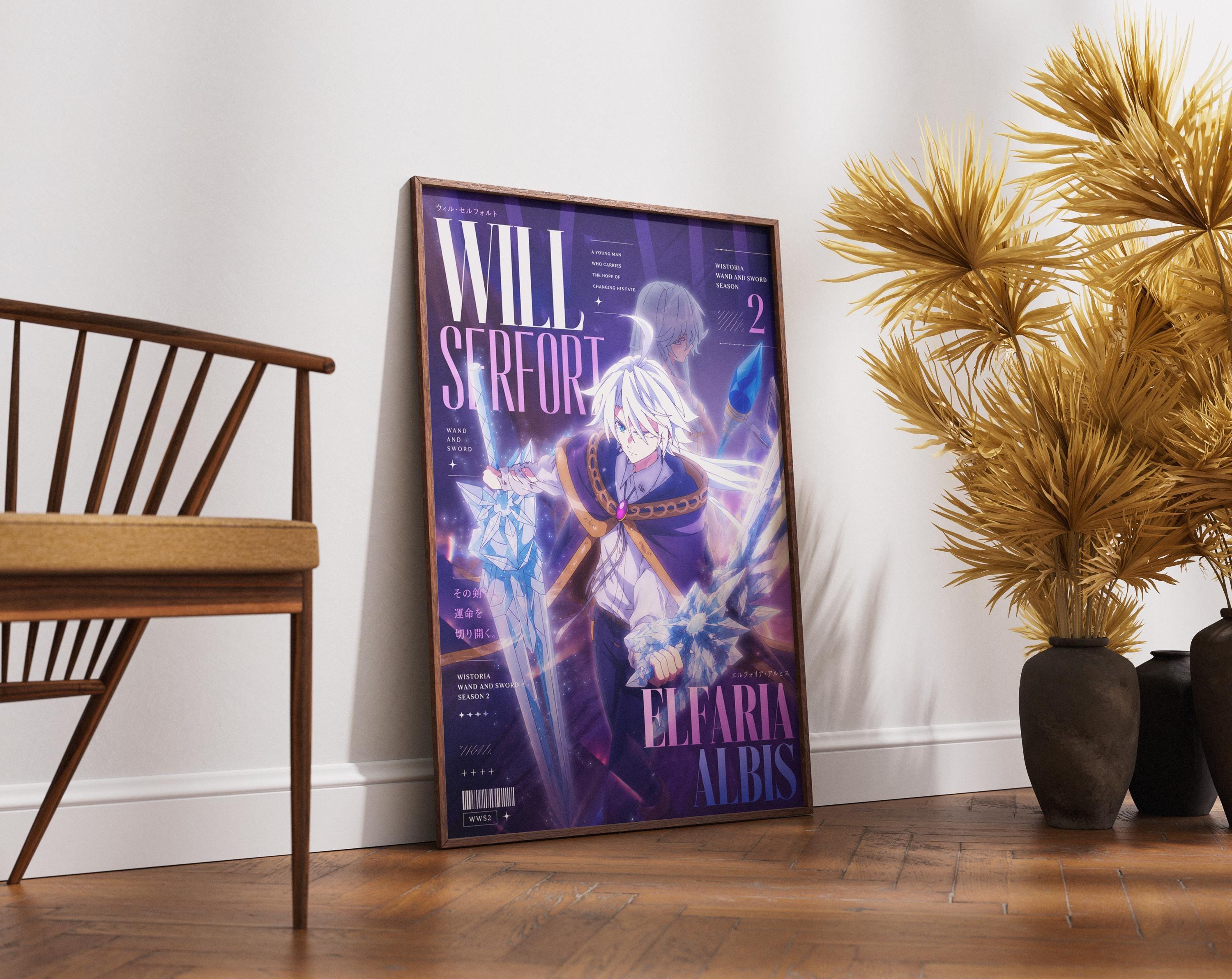Wistoria Anime Art Print - Elfaria Albis & Will Serfort Magic Wand Poster With Sword Design