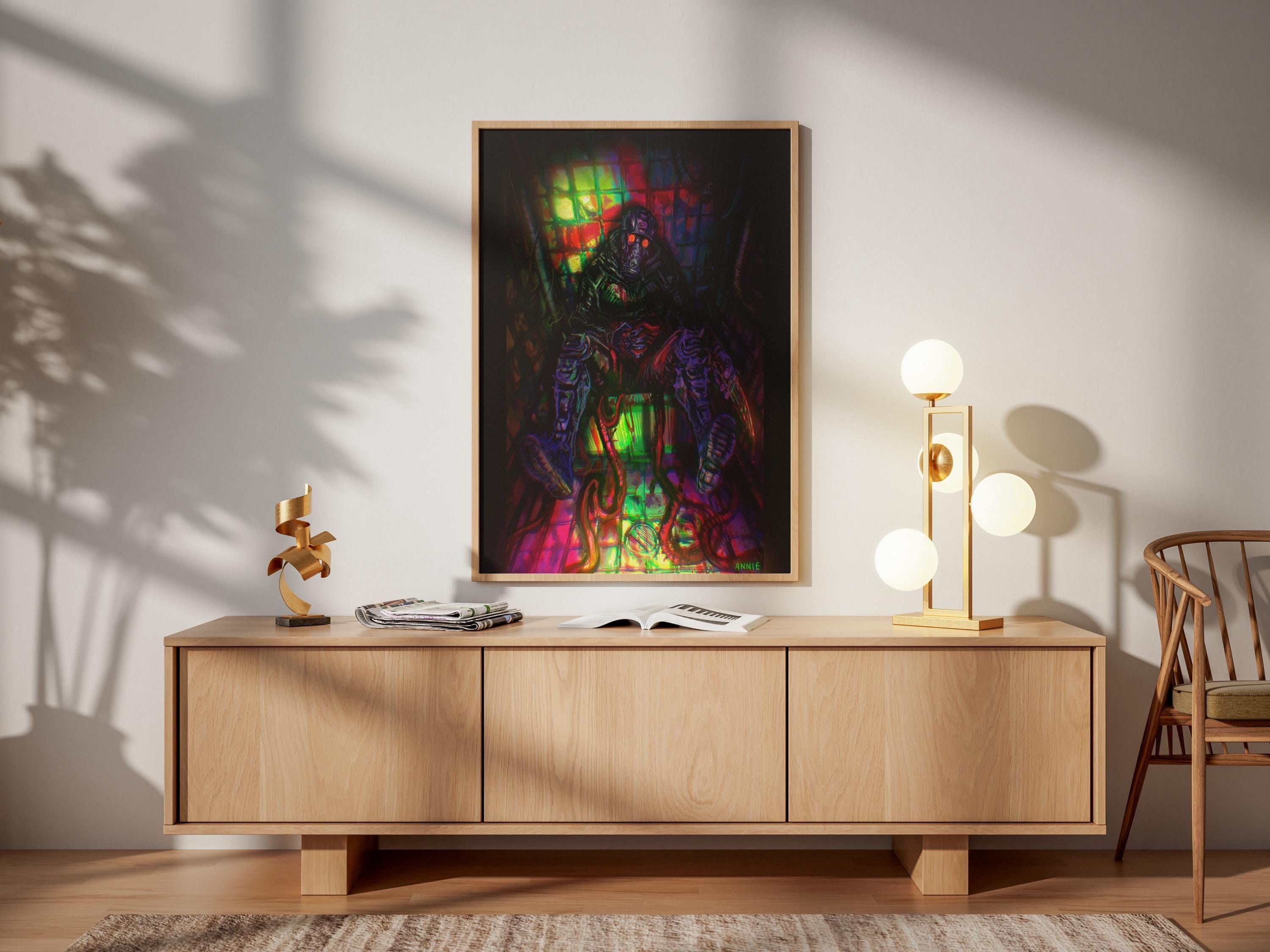 Dorohedoro Season 2 Caiman Poster – Neon Cyberpunk Gas Mask Wall Art Print (200gsm)