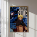 The image is a poster featuring an anime character with a large, glowing eye in the background. The character is described as a "slime" and is shown in a dynamic pose.