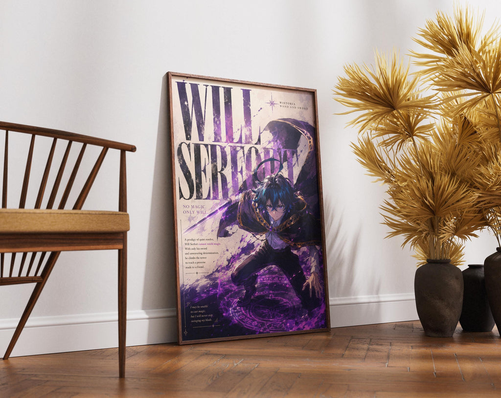 Wistoria Anime Poster – Will Serfort Wand and Sword Print | Fantasy Wall Art