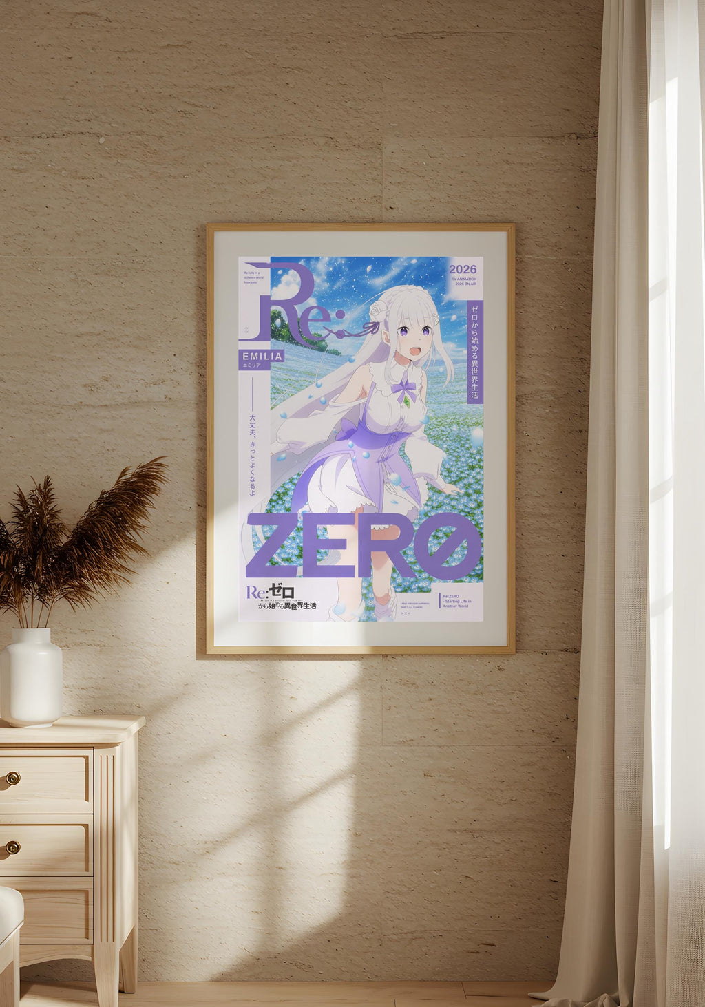 a poster of an anime character with the text "Zero" prominently displayed.