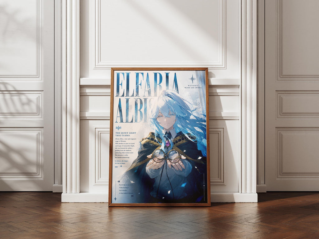 Anime Wall Art - Elfaria Albis Mystic Wand and Sword Fantasy Decor Print