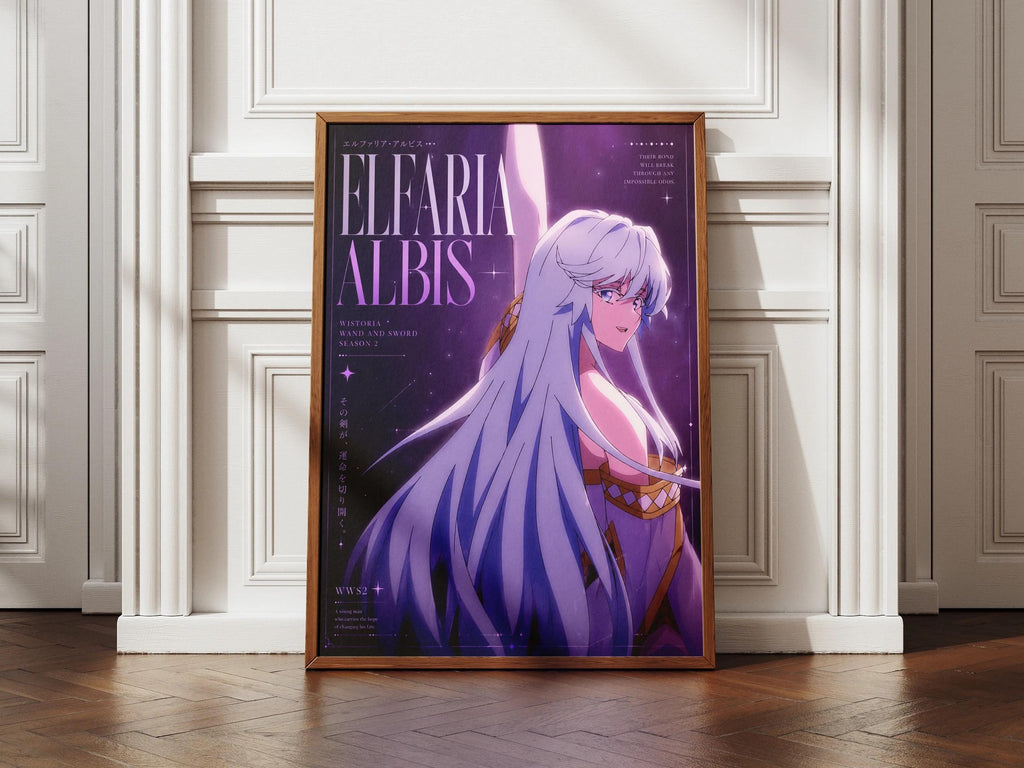 Fantasy Poster Matte - Elfaria Albis Wand and Sword Anime Wall Art Print