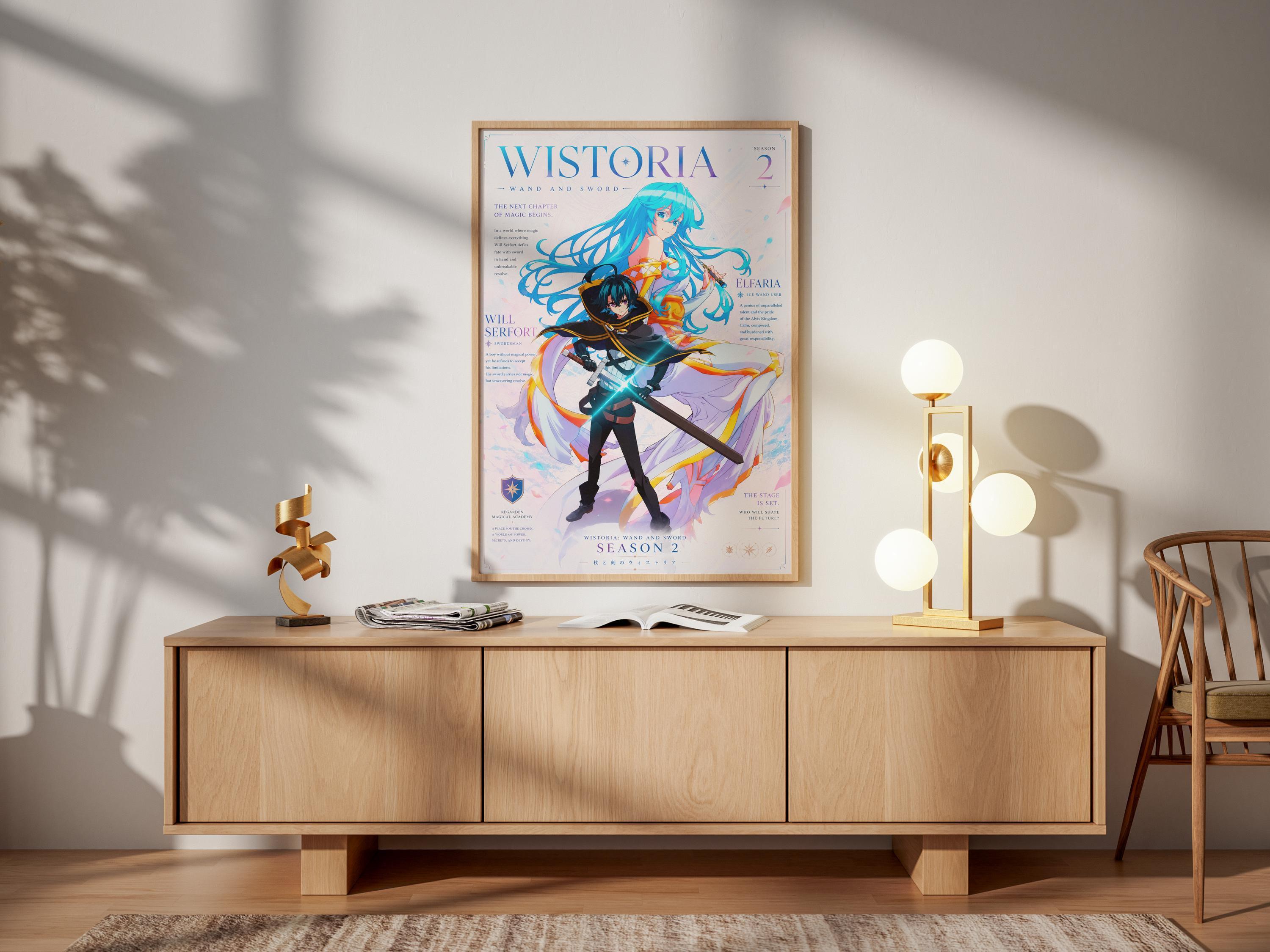 Póster de Will Serfort y Elfaria Albis - Wistoria, varita y espada, temporada 2. Arte de pared.