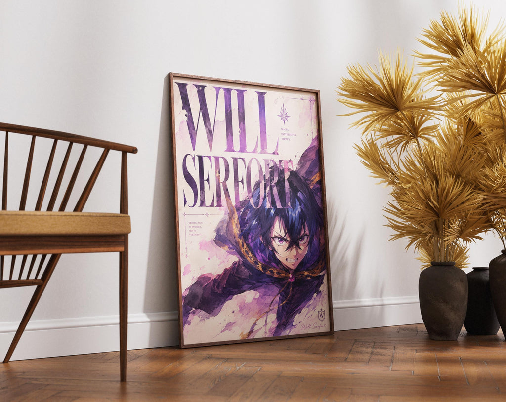 Wistoria Anime Poster – Will Serfort Wand and Sword Print | Fantasy Wall Art