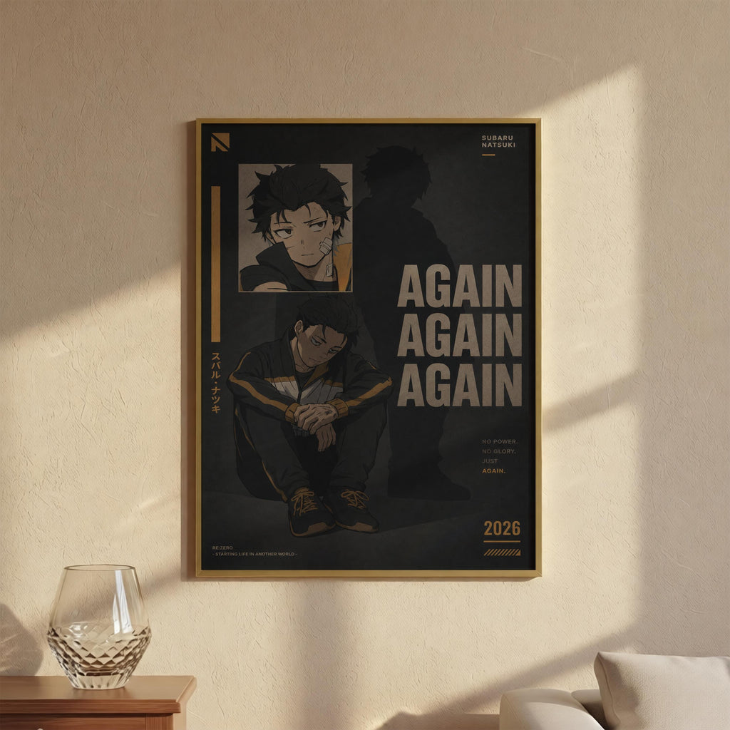 The image is a poster featuring an anime character and the text "AGAIN AGAIN AGAIN" prominently displayed.