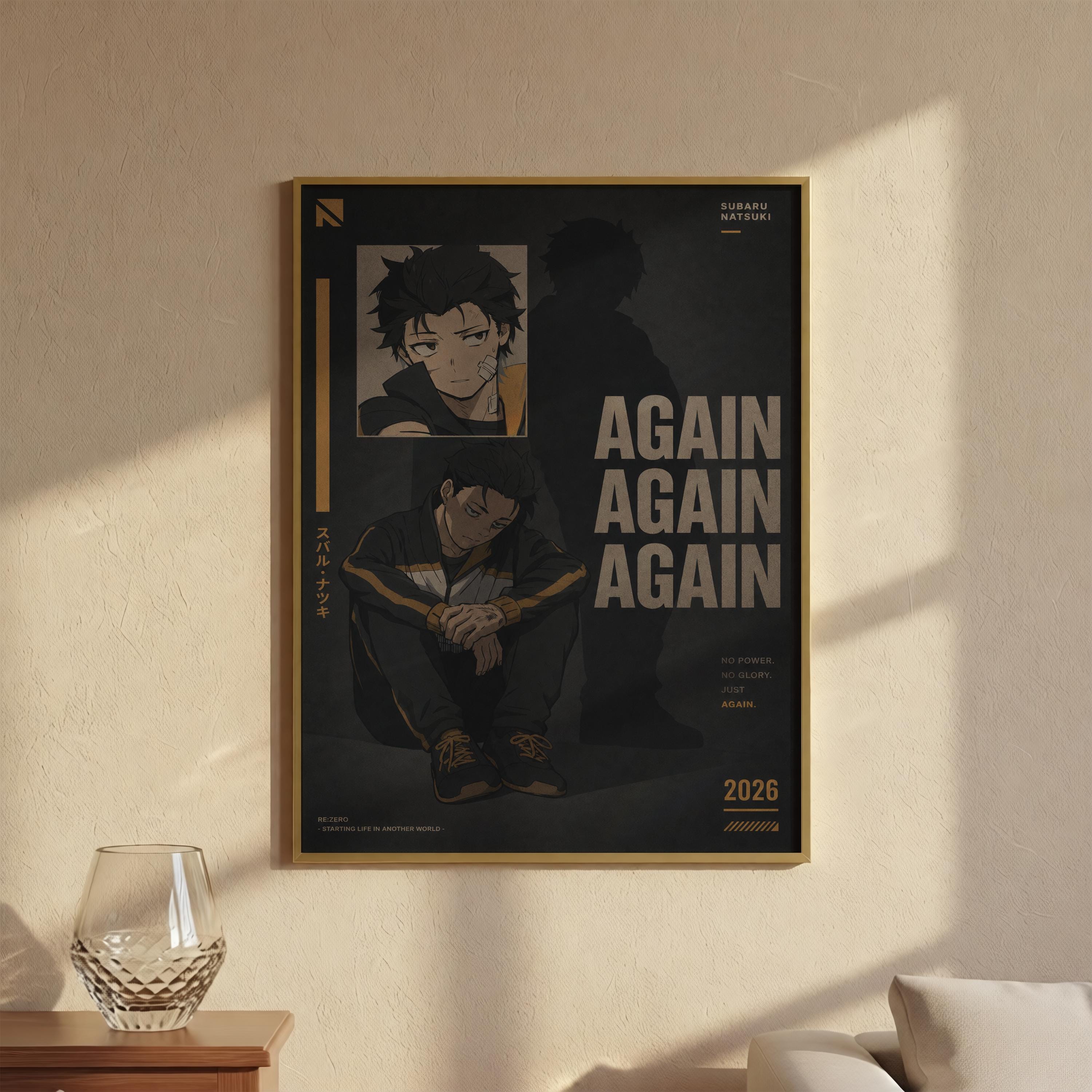 The image is a poster featuring an anime character and the text "AGAIN AGAIN AGAIN" prominently displayed.
