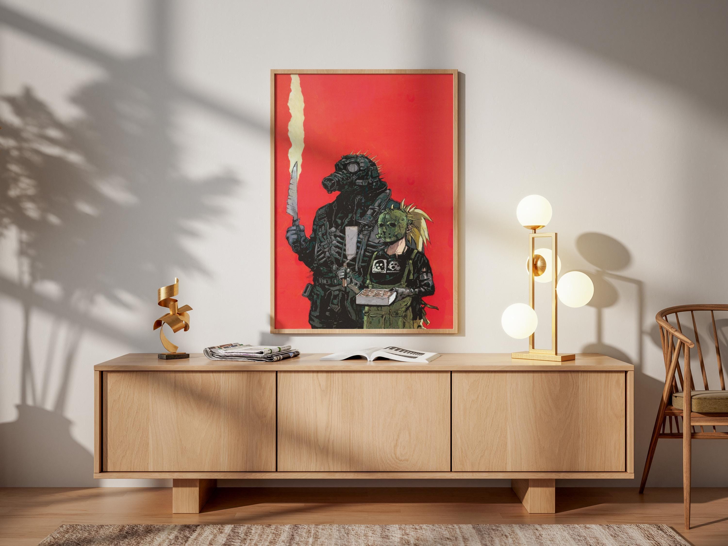 Dorohedoro Poster - Kaiman and Nikaido Print | Red Horror Wall Art for Season 2 Fans