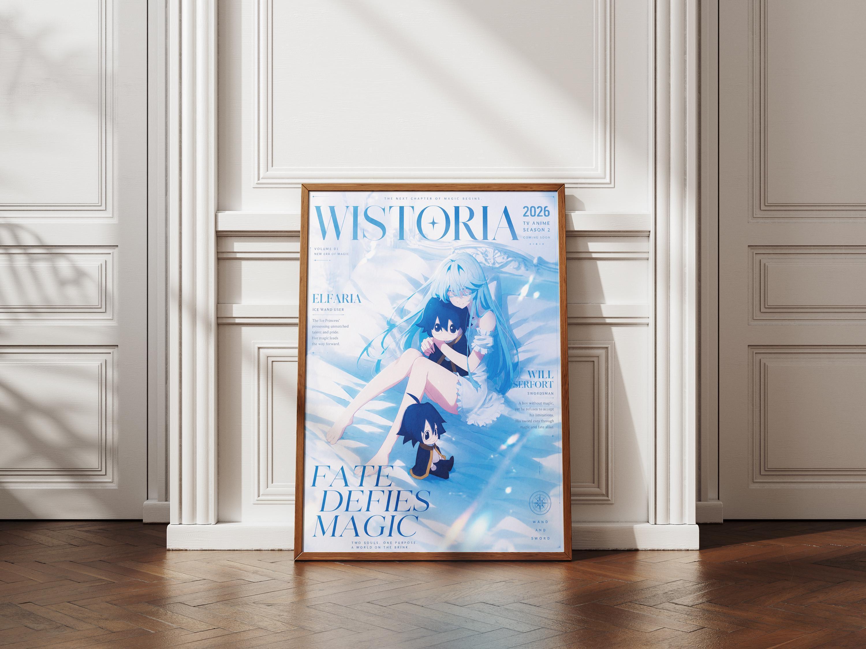Póster de Tsue to Tsurugi de Elfaria - Wistoria, varita y espada, temporada 2. Lámina decorativa para pared.
