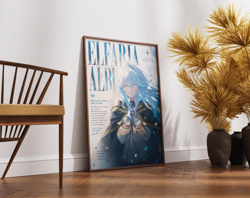 Anime Wall Art - Elfaria Albis Mystic Wand and Sword Fantasy Decor Print