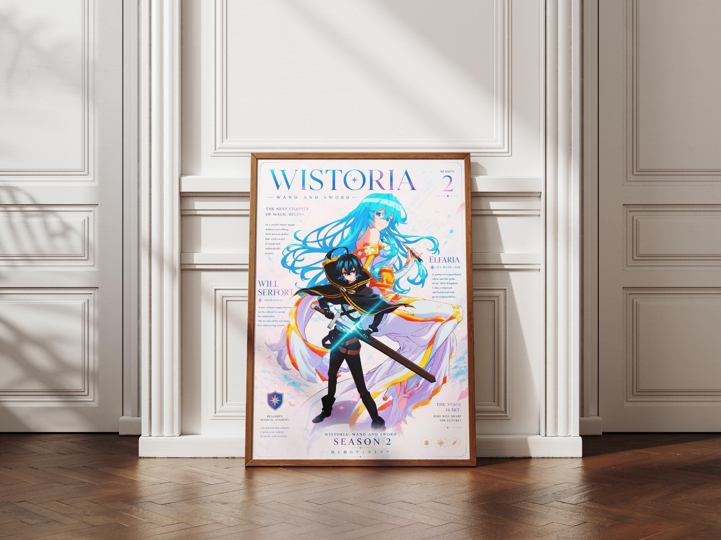 Wistoria Anime Poster Featuring Will Serfort & Elfaria Albis | Wand and Sword Season 2 Art