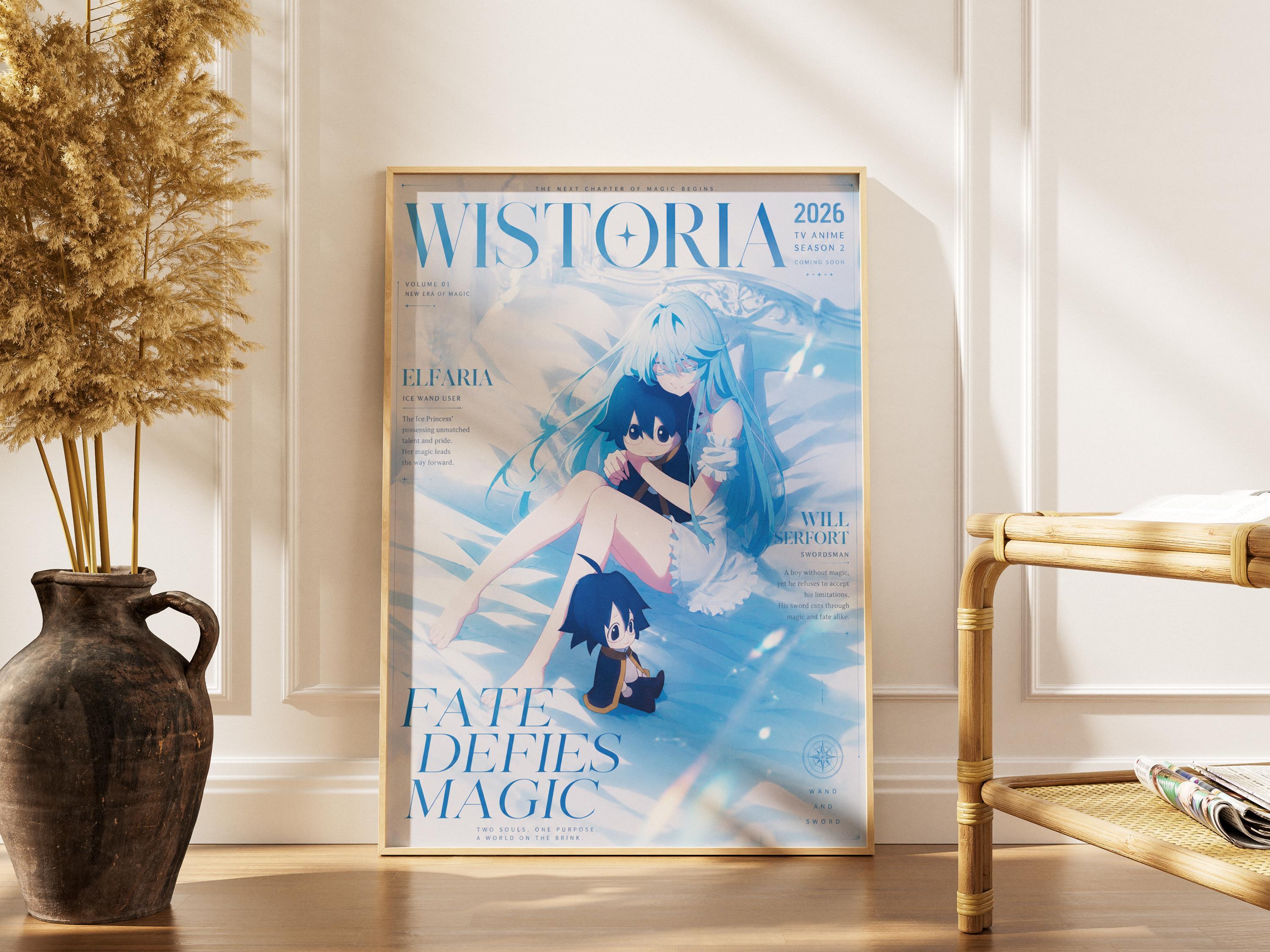 Póster de Tsue to Tsurugi de Elfaria - Wistoria, varita y espada, temporada 2. Lámina decorativa para pared.