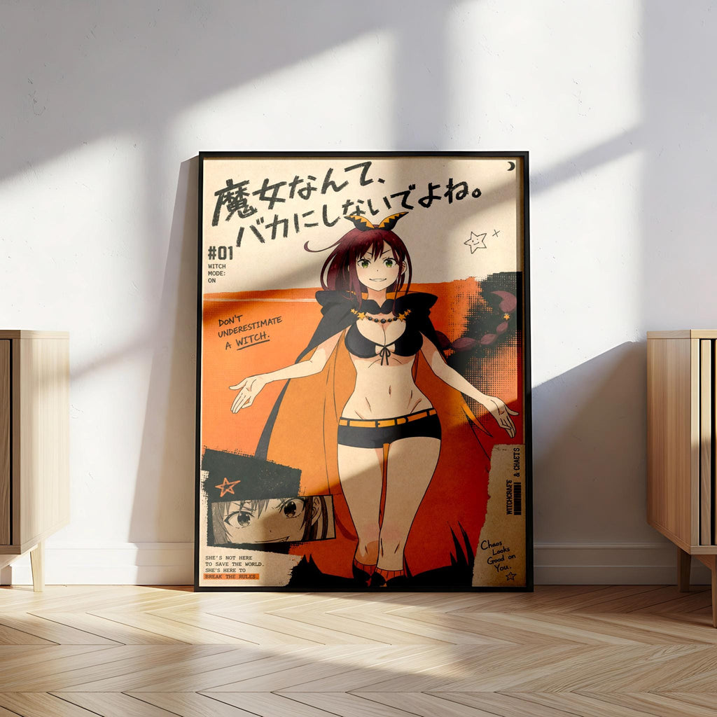 The image is a poster featuring an anime-style illustration of a character with a cape and a skull-like design. The poster has a black and orange color scheme and includes text in Japanese.
