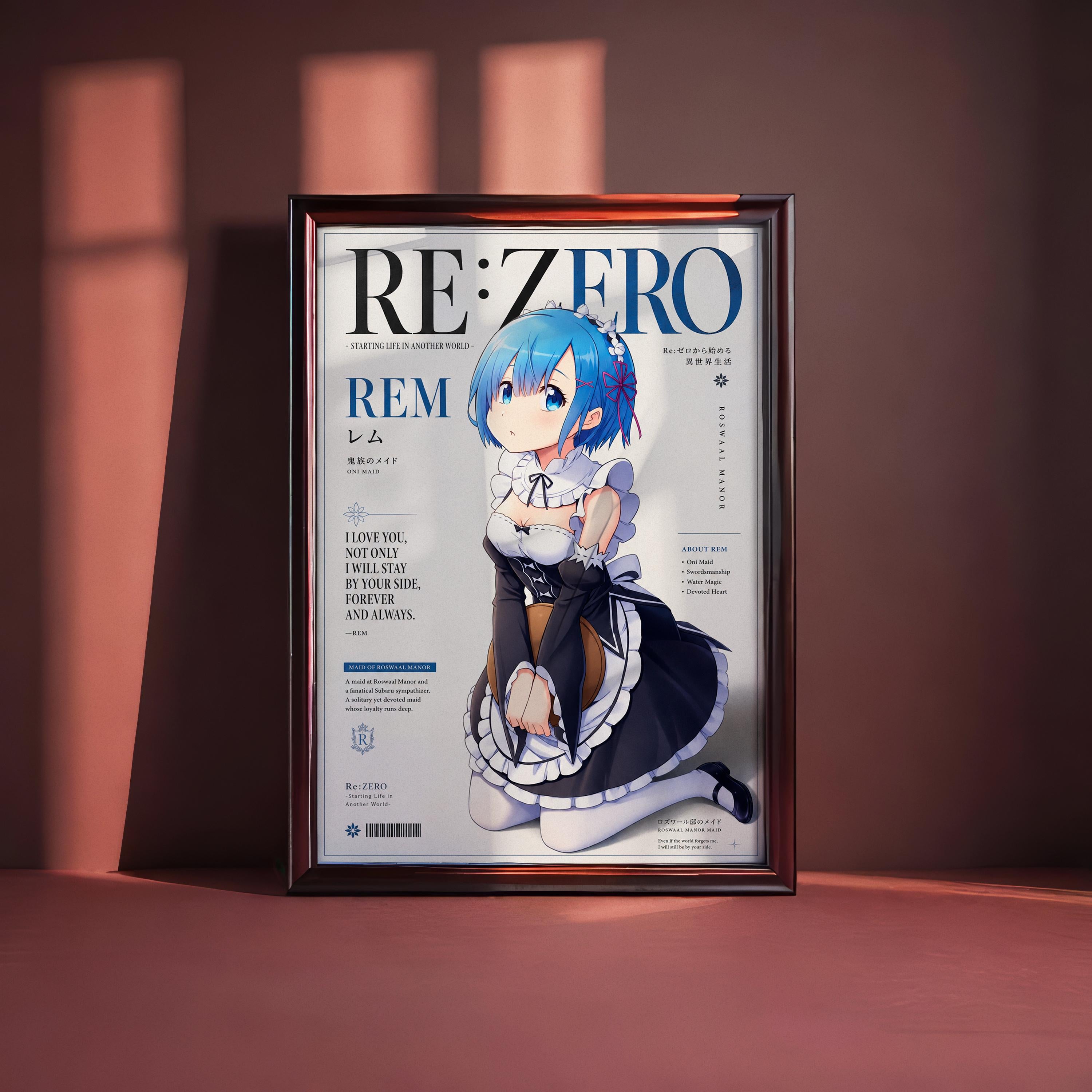 Póster de Rem - Re:Zero: Una vida en otro mundo - Lámina decorativa para pared