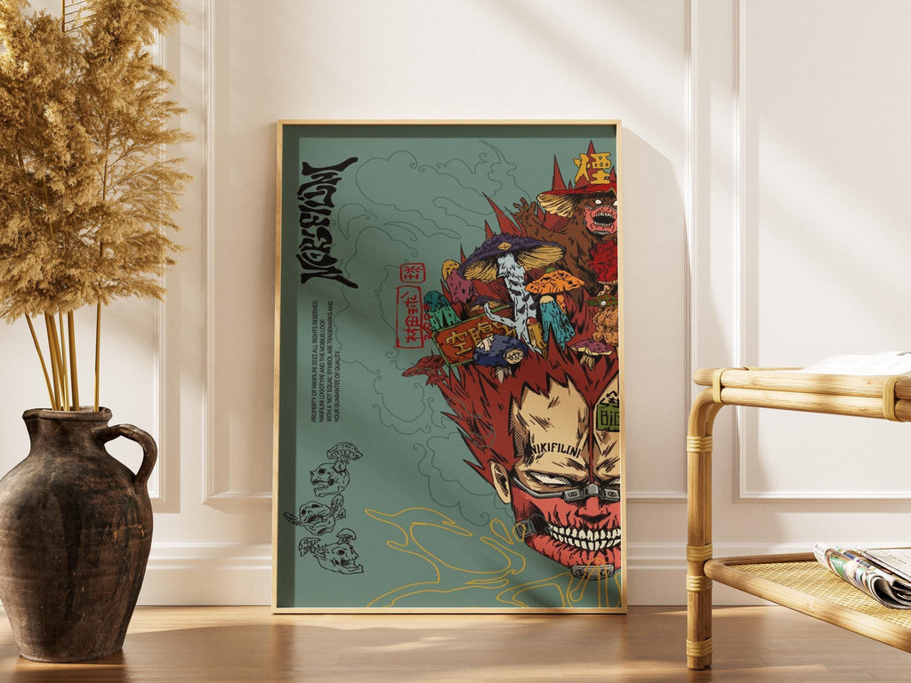 Dorohedoro Poster - Season 2 Horror Anime Wall Print With Mushroom Head Art