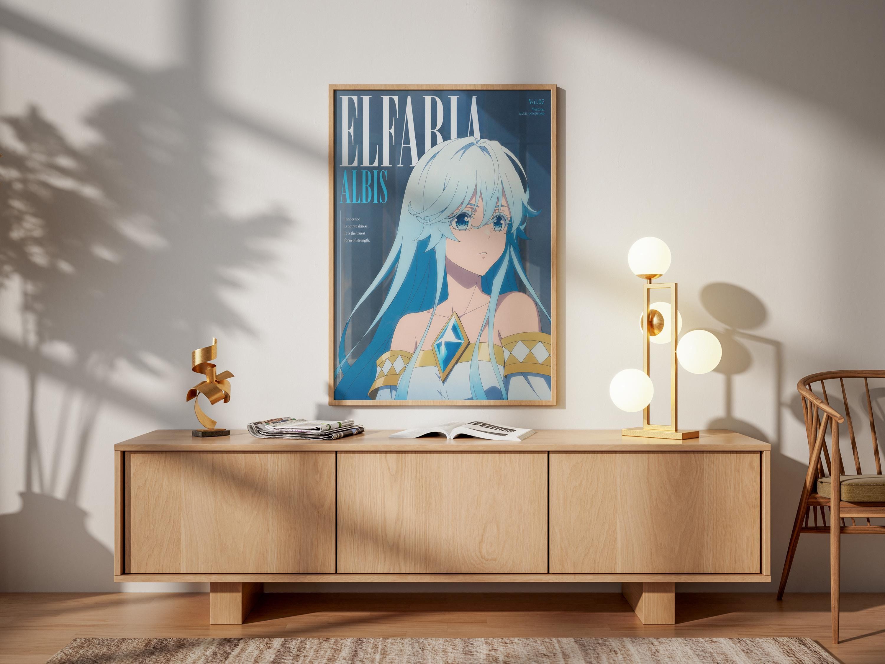 Elfaria Albis Poster - Anime Wall Art | Wand and Sword Fantasy Sword Art