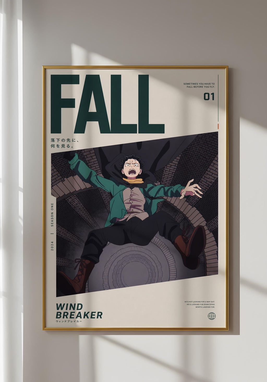 The image is a poster for the anime series "Windbreaker" featuring a character in a dramatic pose.