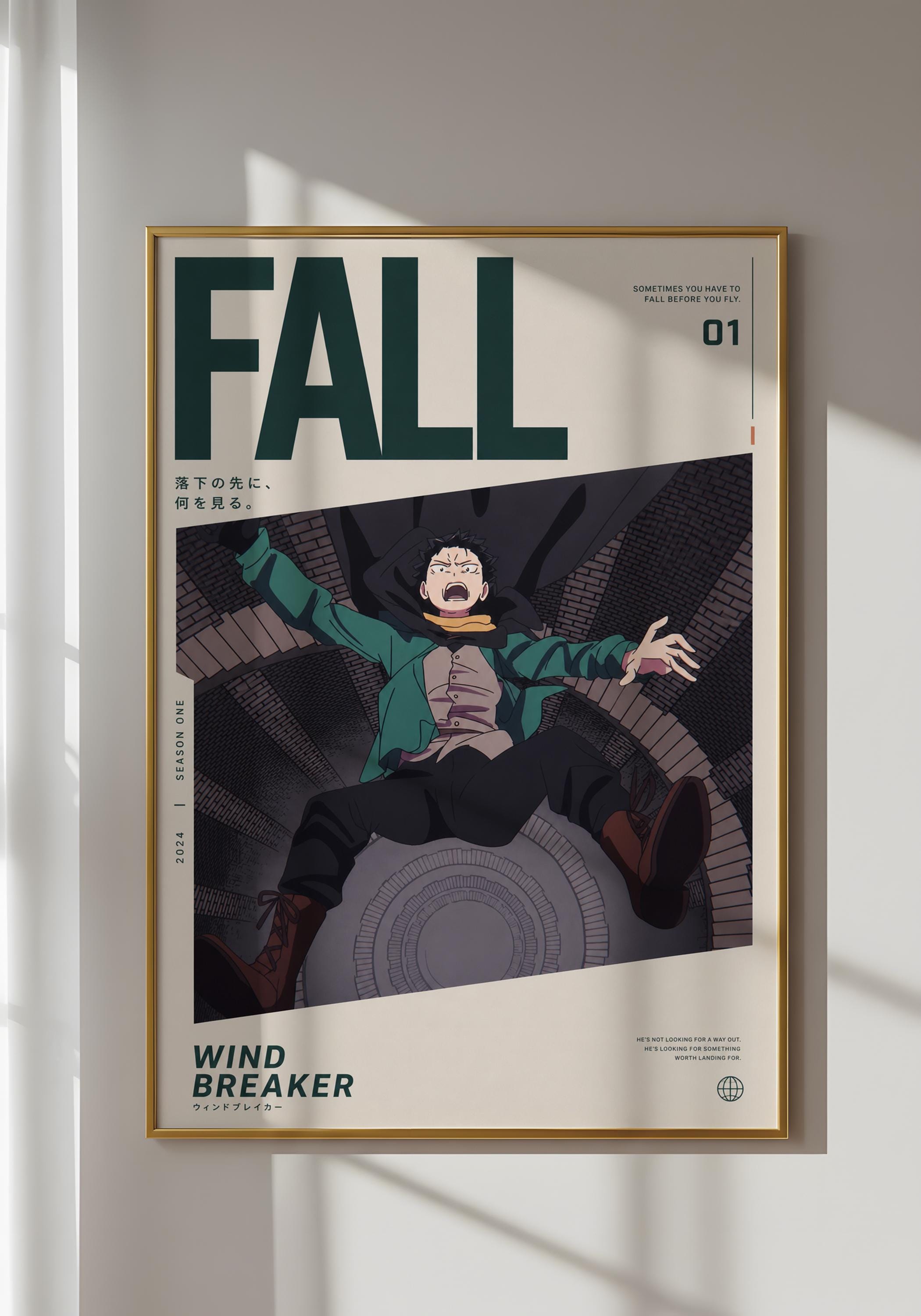 The image is a poster for the anime series "Windbreaker" featuring a character in a dramatic pose.