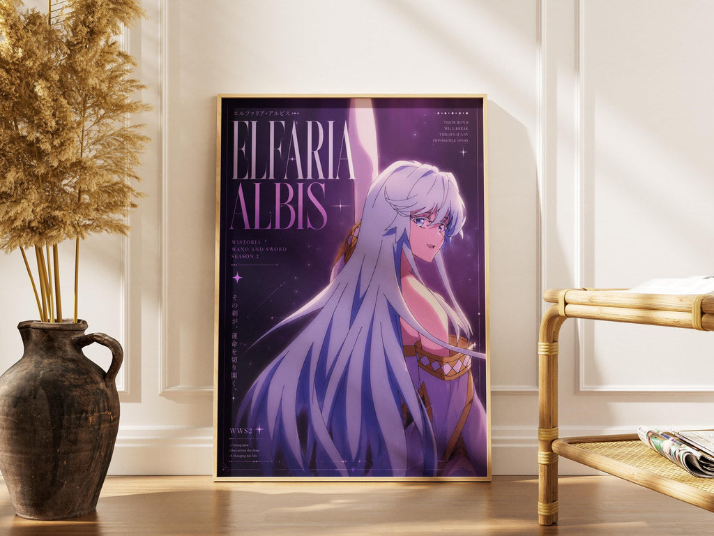 Fantasy Poster Matte - Elfaria Albis Wand and Sword Anime Wall Art Print