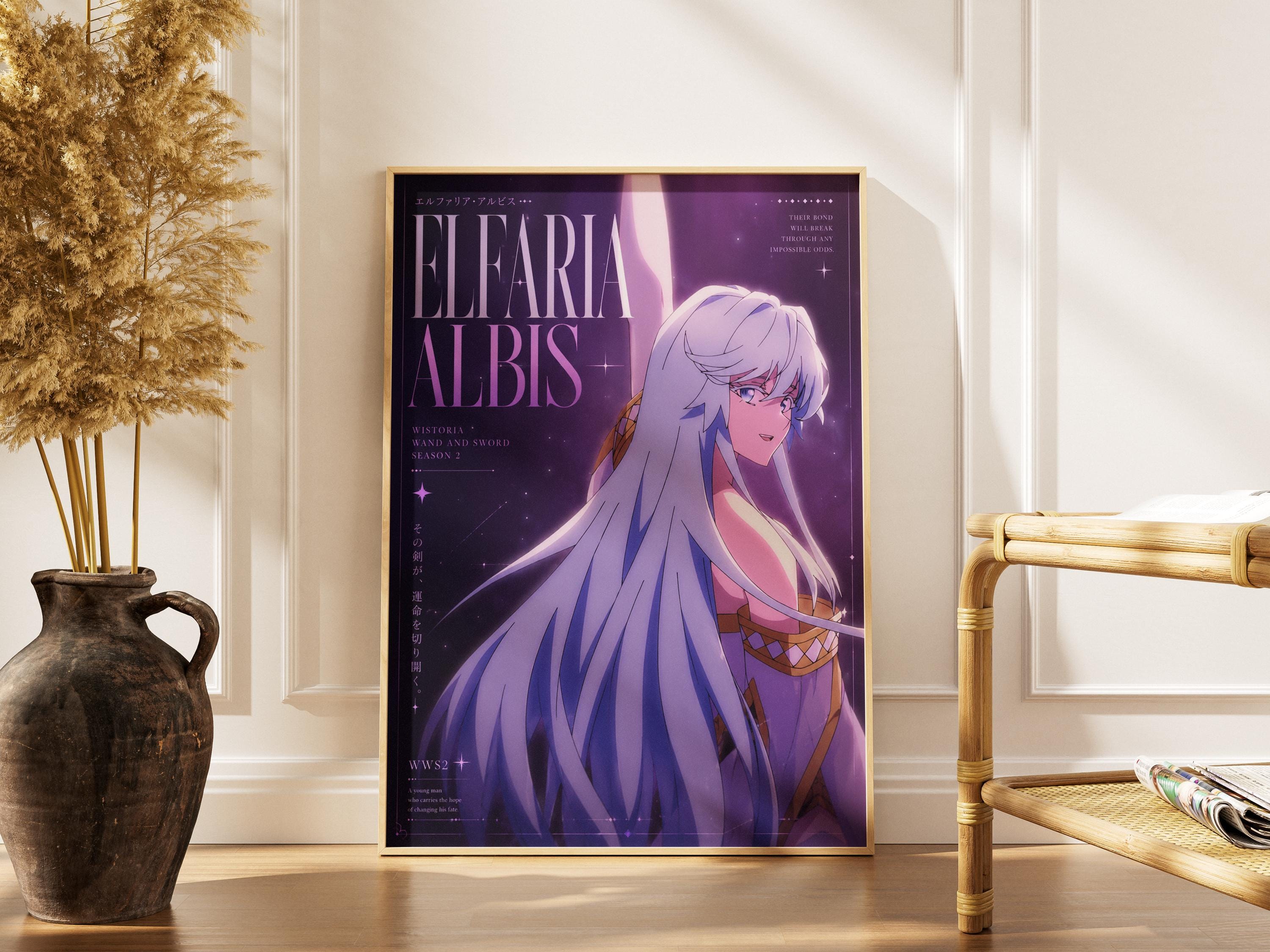 Fantasy Poster Matte - Elfaria Albis Wand and Sword Anime Wall Art Print