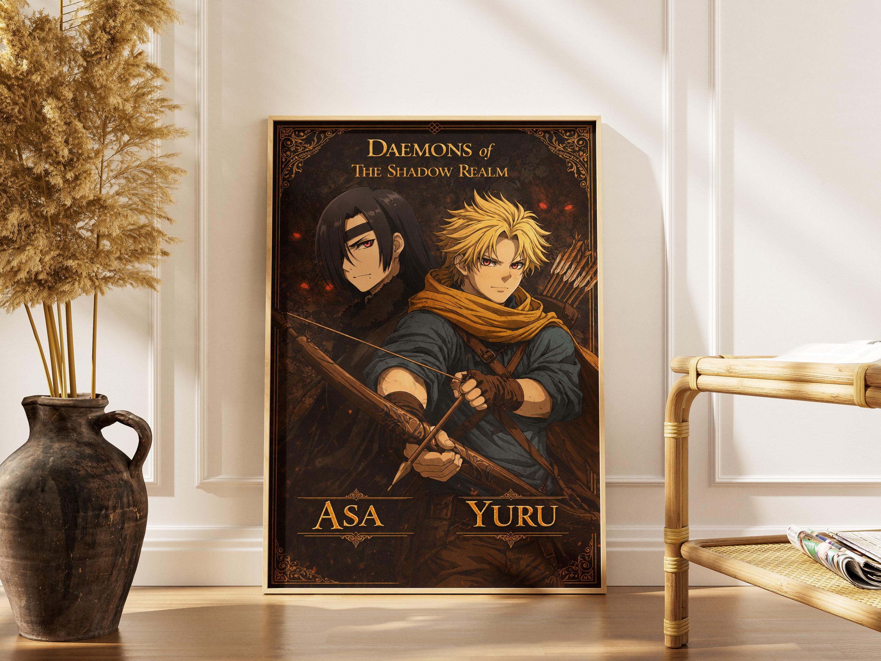 Póster del anime Yuru Asa, Yomi no Tsugai Twins (Arte del reino de las sombras)