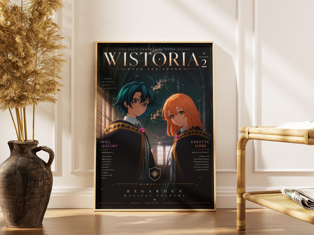 Póster de Will Serfort y Colette - Wistoria, varita y espada, temporada 2. Arte de pared.