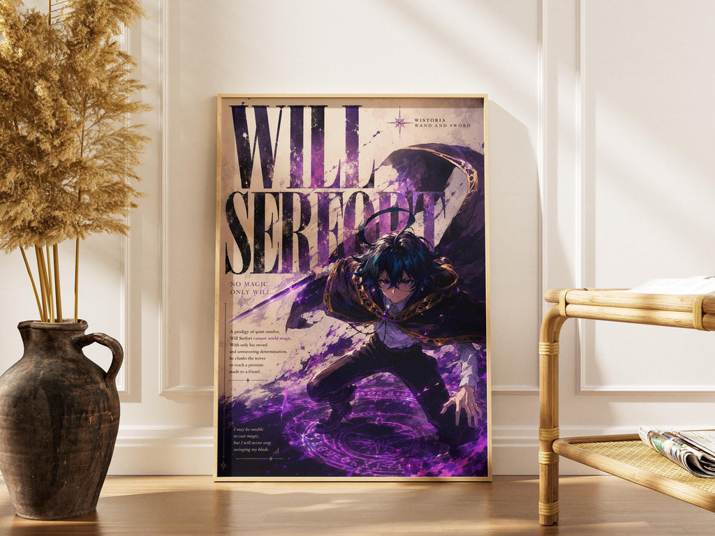 Wistoria Anime Poster – Will Serfort Wand and Sword Print | Fantasy Wall Art
