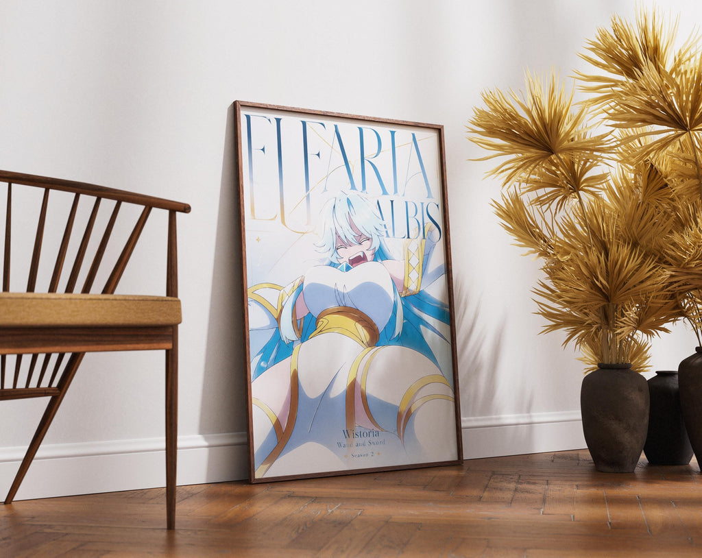 Fantasy Poster Matte - Elfaria Albis Wand and Sword Anime Wall Art Print