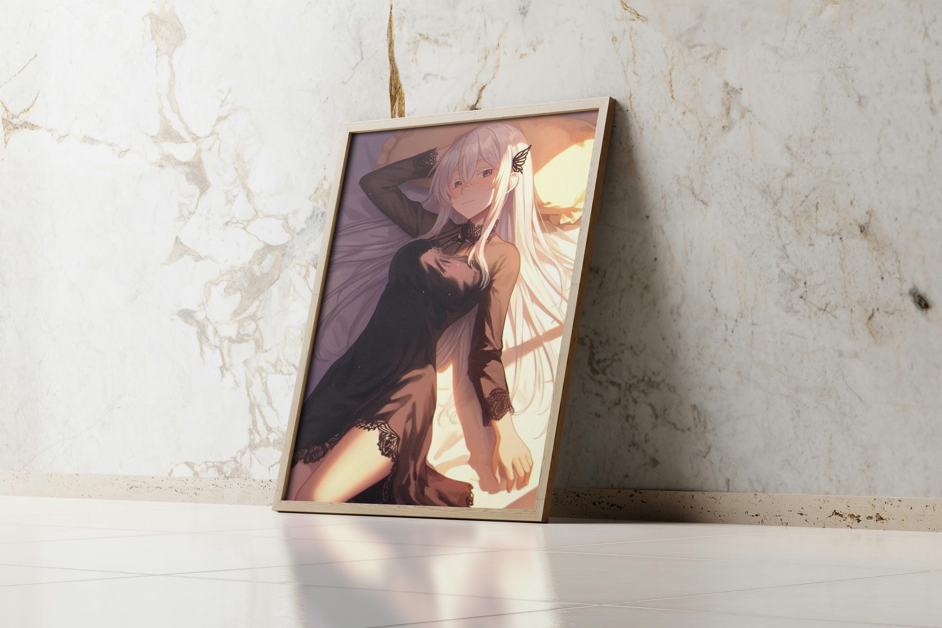 Re Zero Emilia Poster - Witch of Greed Black Lace Nightgown Wall Art