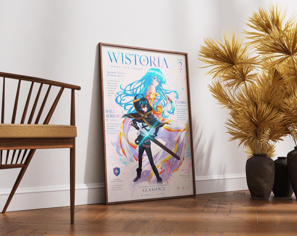 Wistoria Anime Poster Featuring Will Serfort & Elfaria Albis | Wand and Sword Season 2 Art