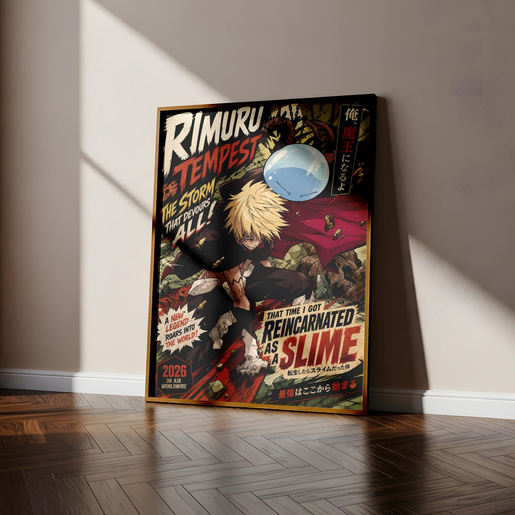 The image is a poster featuring an anime character with a large, colorful design.