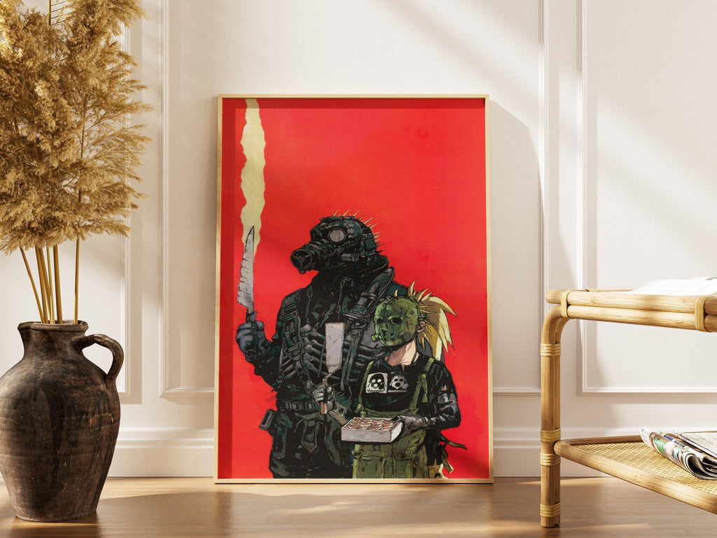 Dorohedoro Poster - Kaiman and Nikaido Print | Red Horror Wall Art for Season 2 Fans