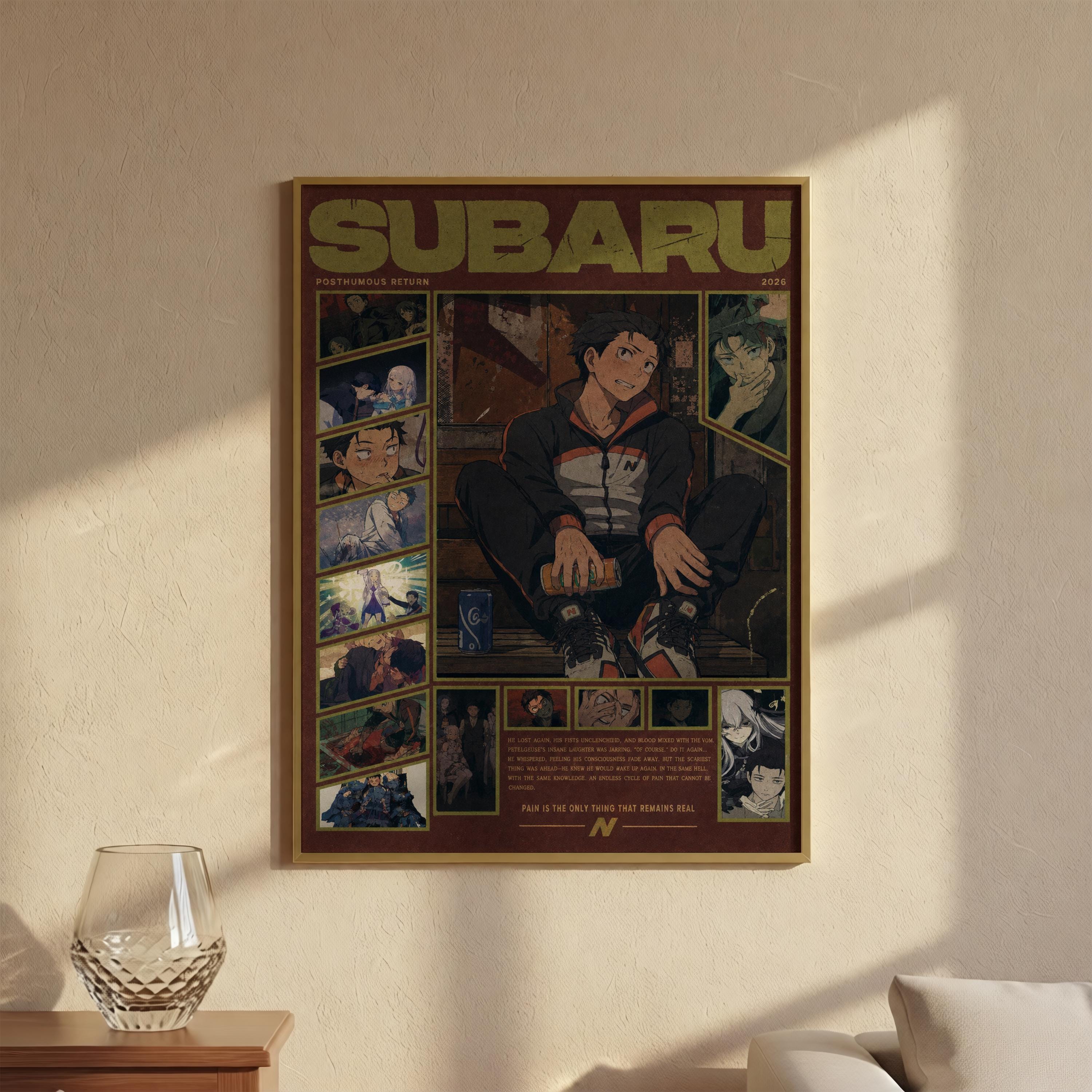 The image is a framed poster featuring an illustration of a person, likely a character from a television show or movie, with various smaller images surrounding the central figure.