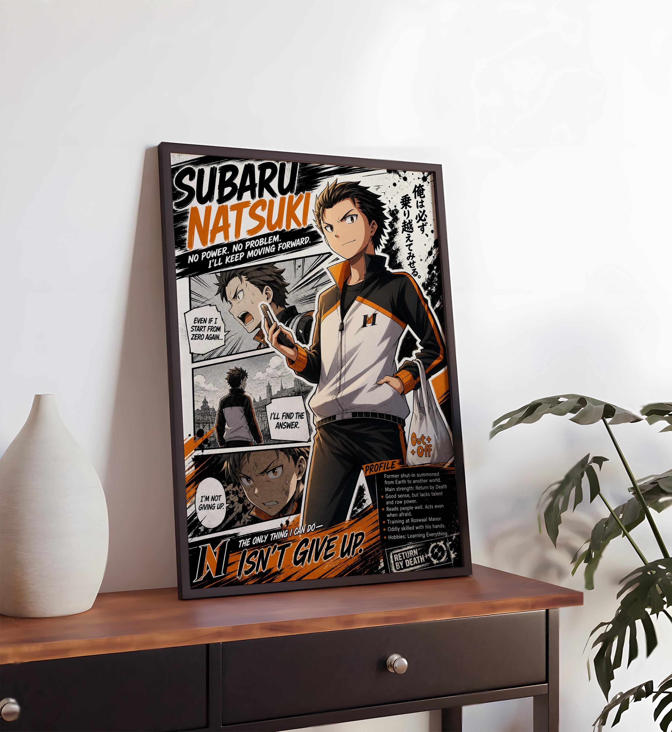 Póster de Subaru Natsuki del anime Re:Zero, lámina de fan art