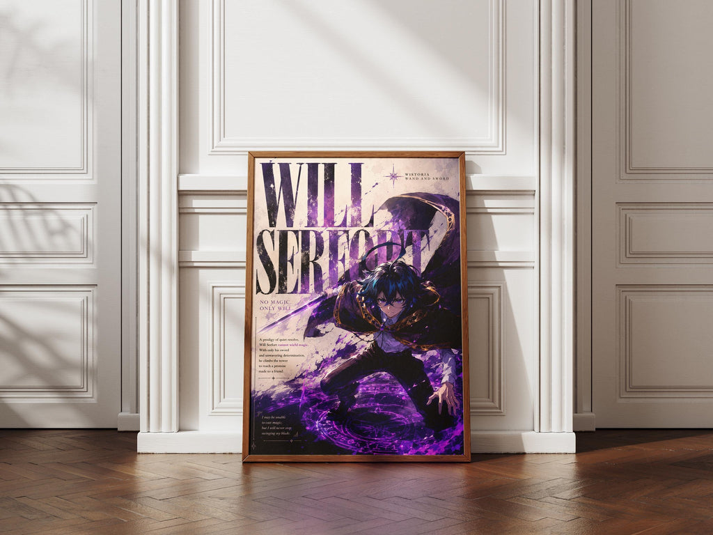 Wistoria Anime Poster – Will Serfort Wand and Sword Print | Fantasy Wall Art
