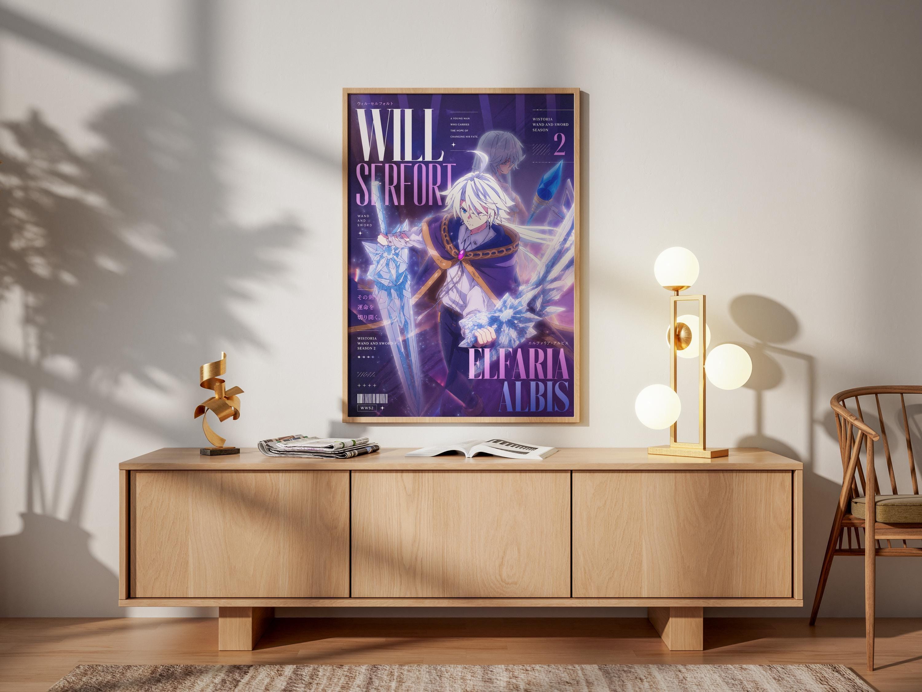 Wistoria Anime Art Print - Elfaria Albis & Will Serfort Magic Wand Poster With Sword Design