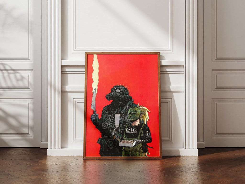 Dorohedoro Poster - Kaiman and Nikaido Print | Red Horror Wall Art for Season 2 Fans