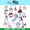 Paquete de archivos SVG de Re:Zero: Rem, Emilia, Ram, Beatrice / Anime Starting Life in Another World